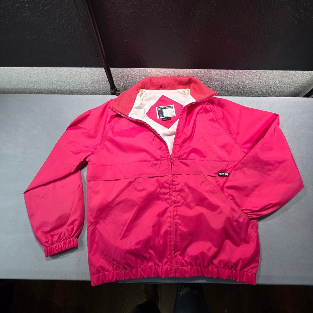 Pacific Trail Vintage Hot Pink Windbreaker Jacket Stowaway Hood Womens Large